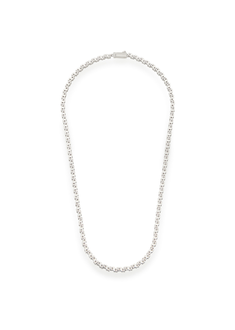 Cernucci Mixed Square Stone Tennis Chain Necklace - Silver - 18 (S)