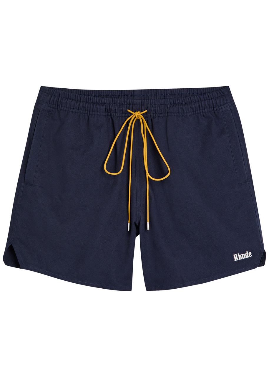Rhude Classic Logo-embroidered Cotton Shorts - Navy - XL