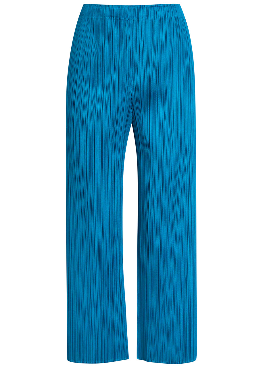 Issey Miyake Pleats Please Pleated Wide-leg Trousers In Blue
