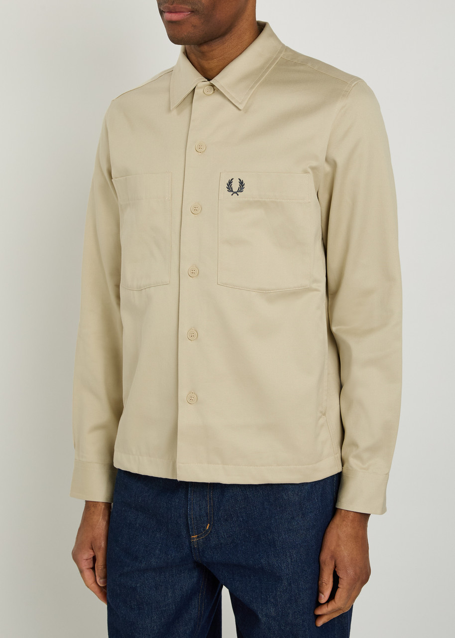  Fred Perry Logo-embroidered Cotton Overshirt - Ecru - M 