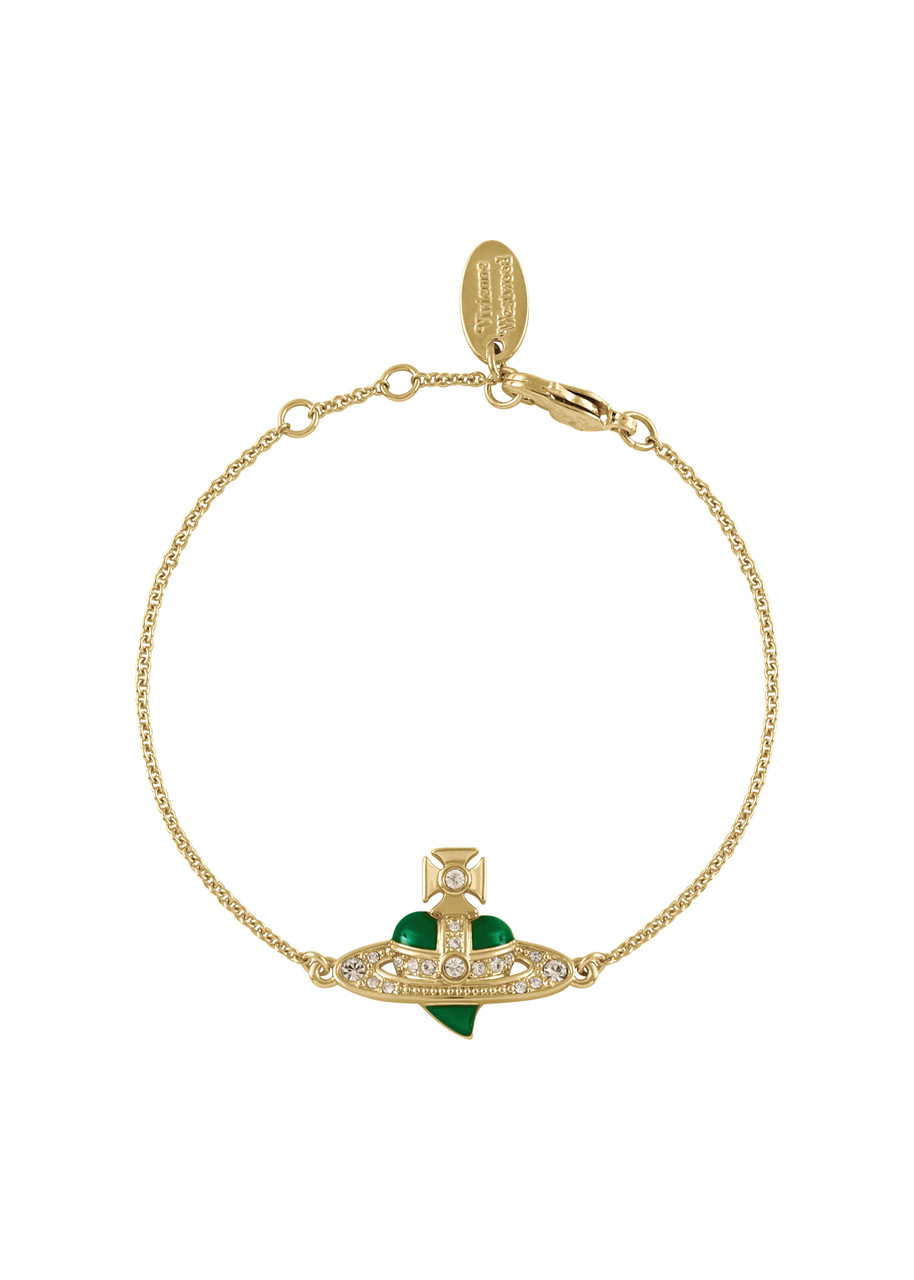 Vivienne Westwood New Diamante Heart Bracelet - Green - One Size