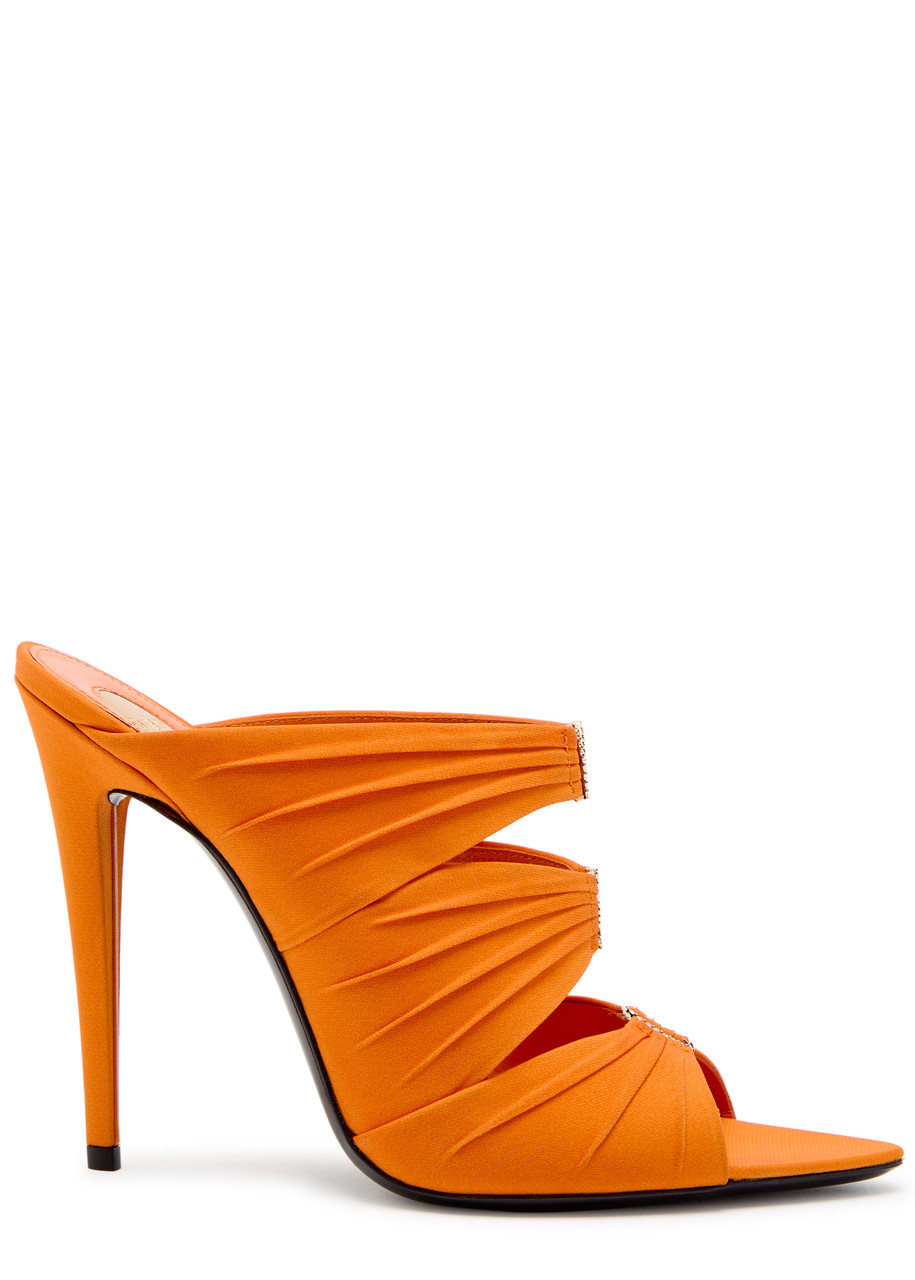 Saint Laurent Emilie 110 Ruched Satin Sandals - Orange - 37 (IT37 / UK4)