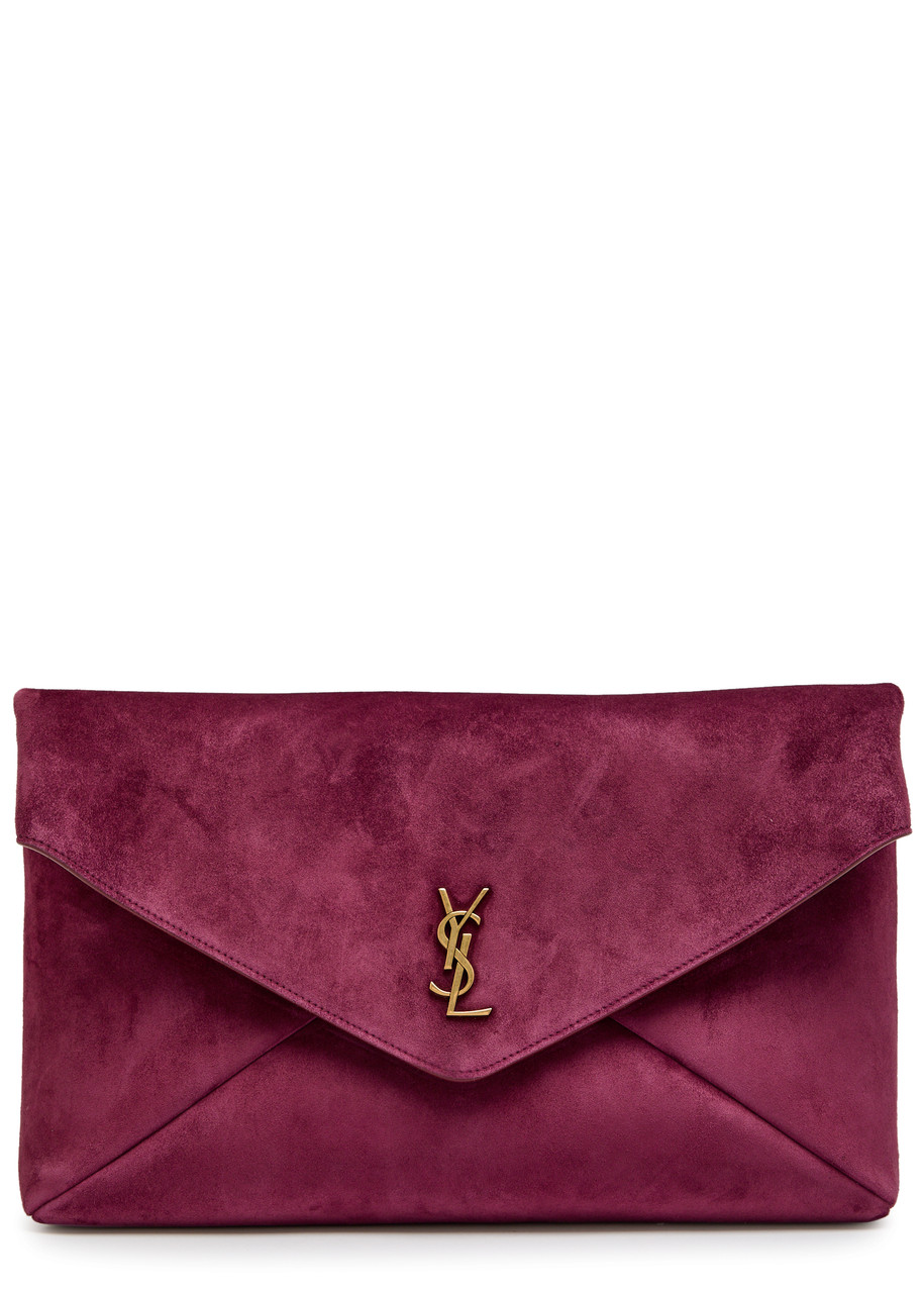 Saint Laurent Envelope Suede Clutch - Red - One Size