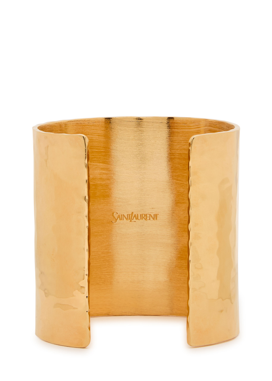 Saint Laurent Logo Hammered Cuff - Gold - M 