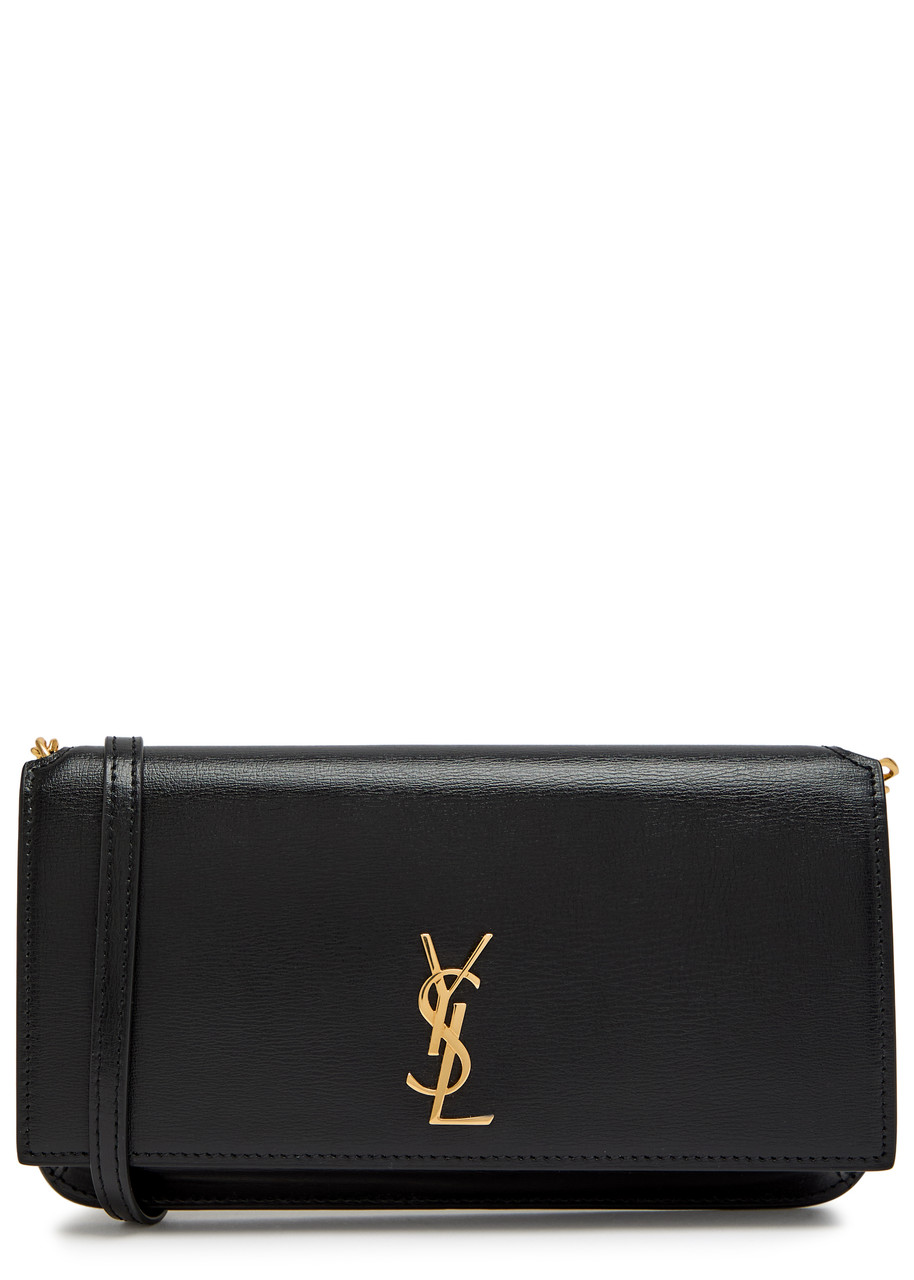 Saint Laurent Cassandre Grained Leather Phone Case Bag In Black