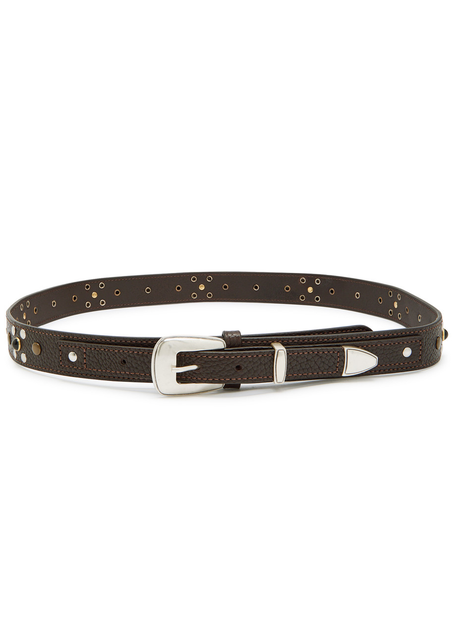 Lemaire Western Studded Grained Leather Belt - Brown - 100 (L)