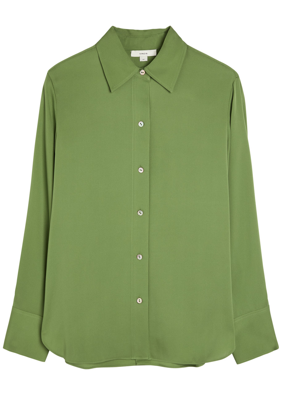 Vince Stretch-silk Blouse - Light Green - M (UK12 / M)