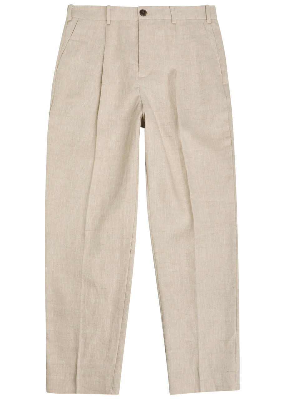 Wax London Aubyn Tapered-leg Linen Trousers - Beige - 32 (W32 / M)