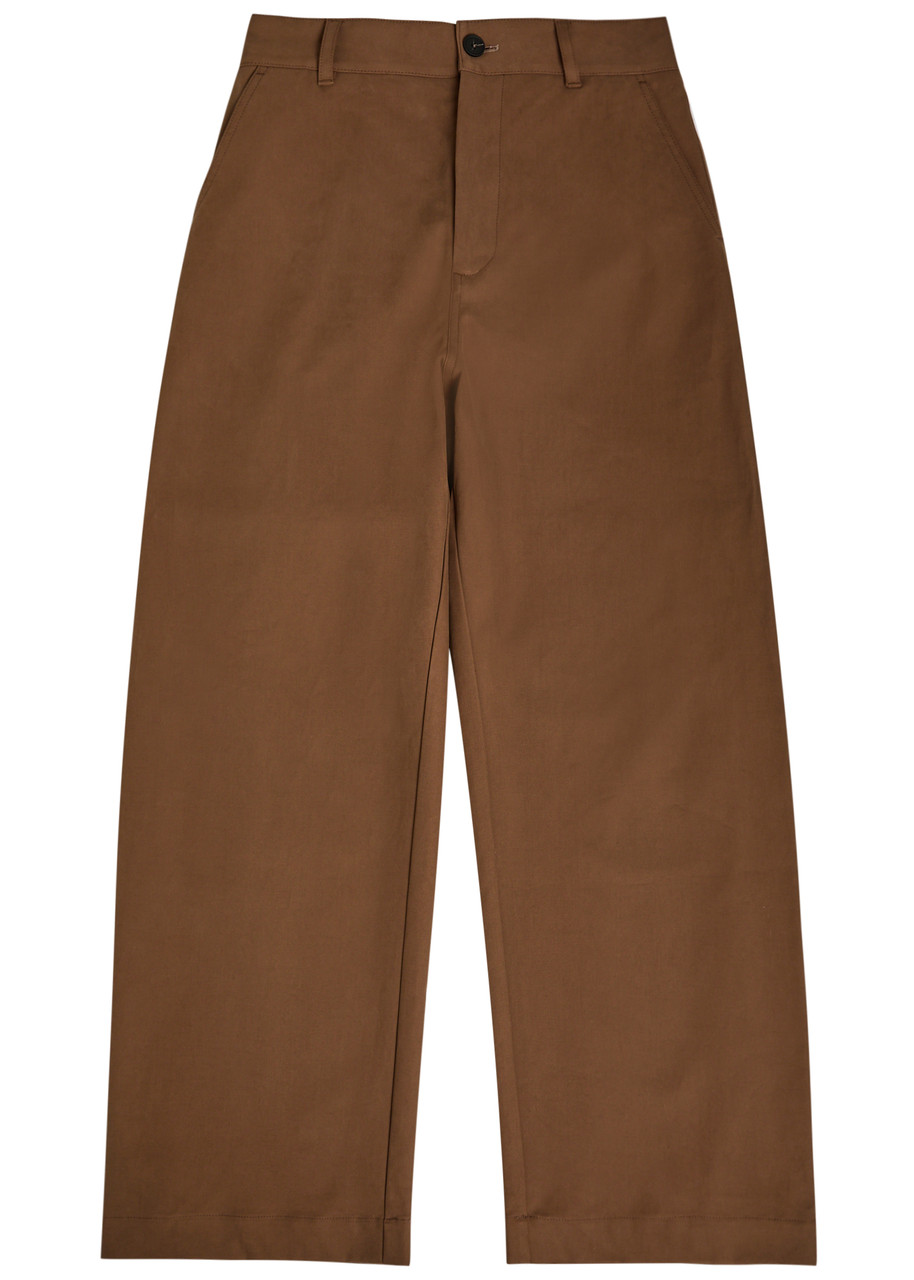 Studio Nicholson Bosworth Curved-leg Cotton Trousers - Brown - M