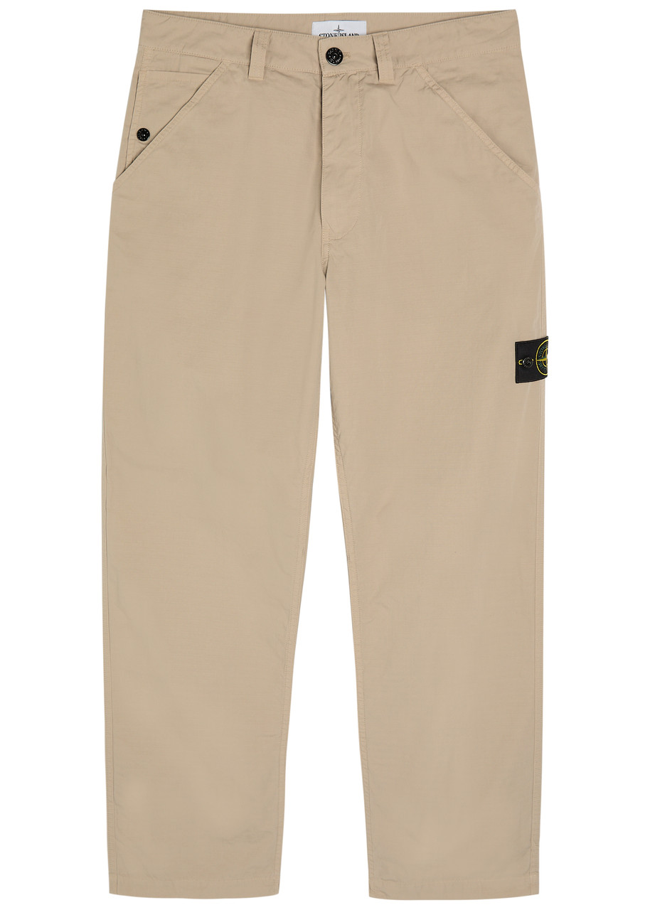 Stone Island Cotton Ripstop Straight-leg Cotton Trousers - Sand - 30 (W30 / S)