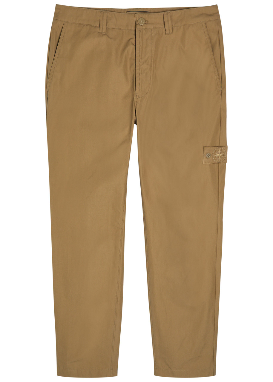 Stone Island Ghost Straight-leg Cotton-poplin Trousers - Beige - 32 (W32 / M)