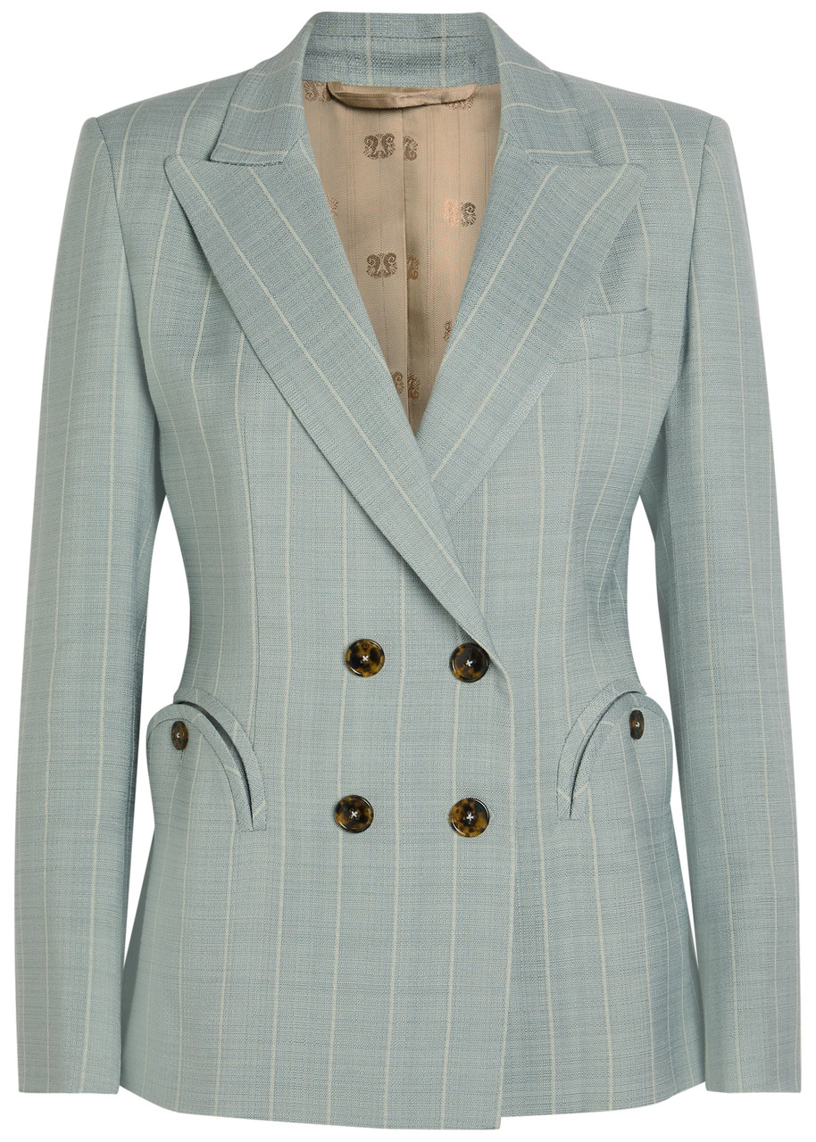 Blaze Milano Charmer Striped Woven Blazer - Light Blue - 1 (UK8 / S)