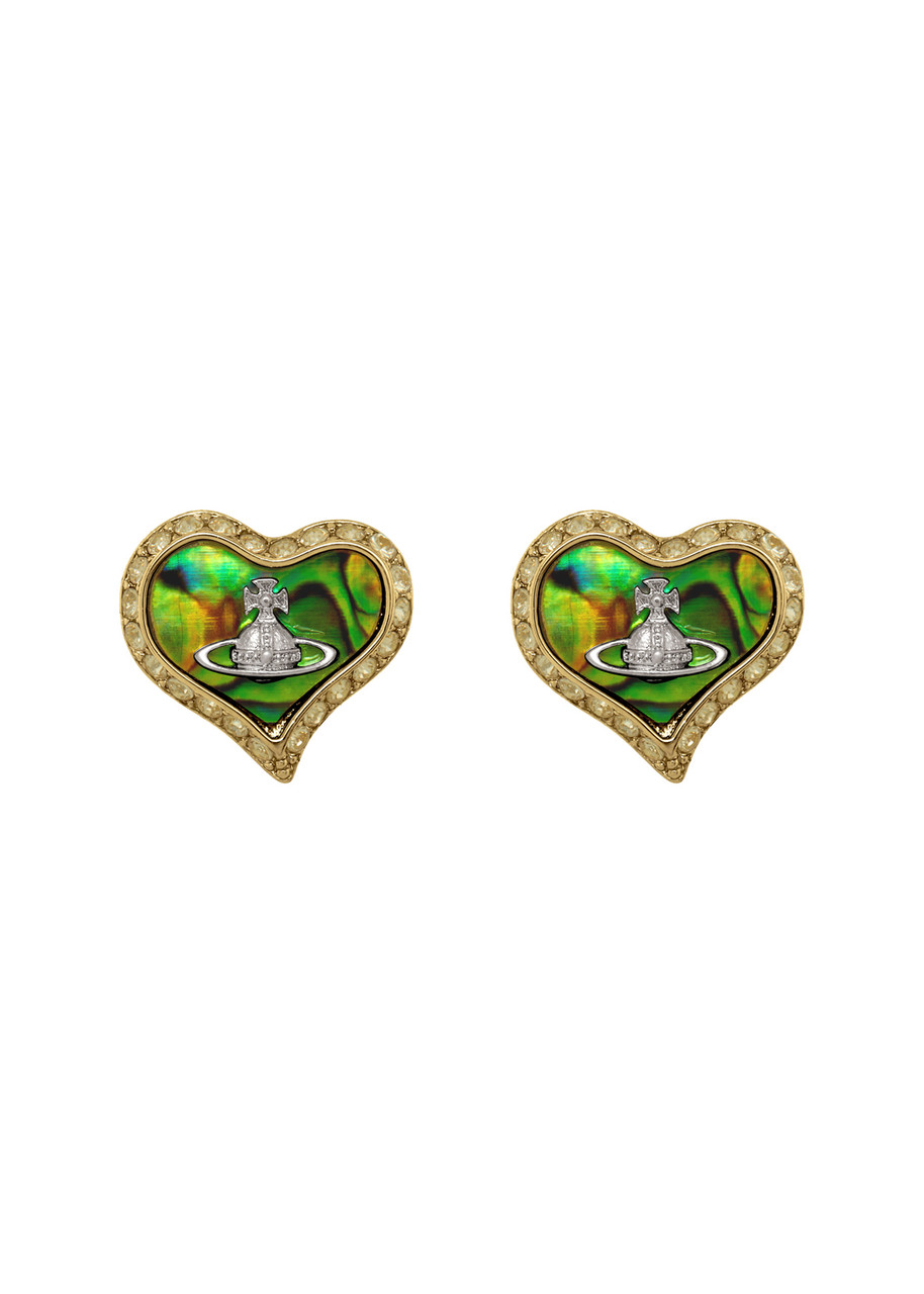 Vivienne Westwood Petra Heart Crystal-embellished Stud Earrings - Green - One Size