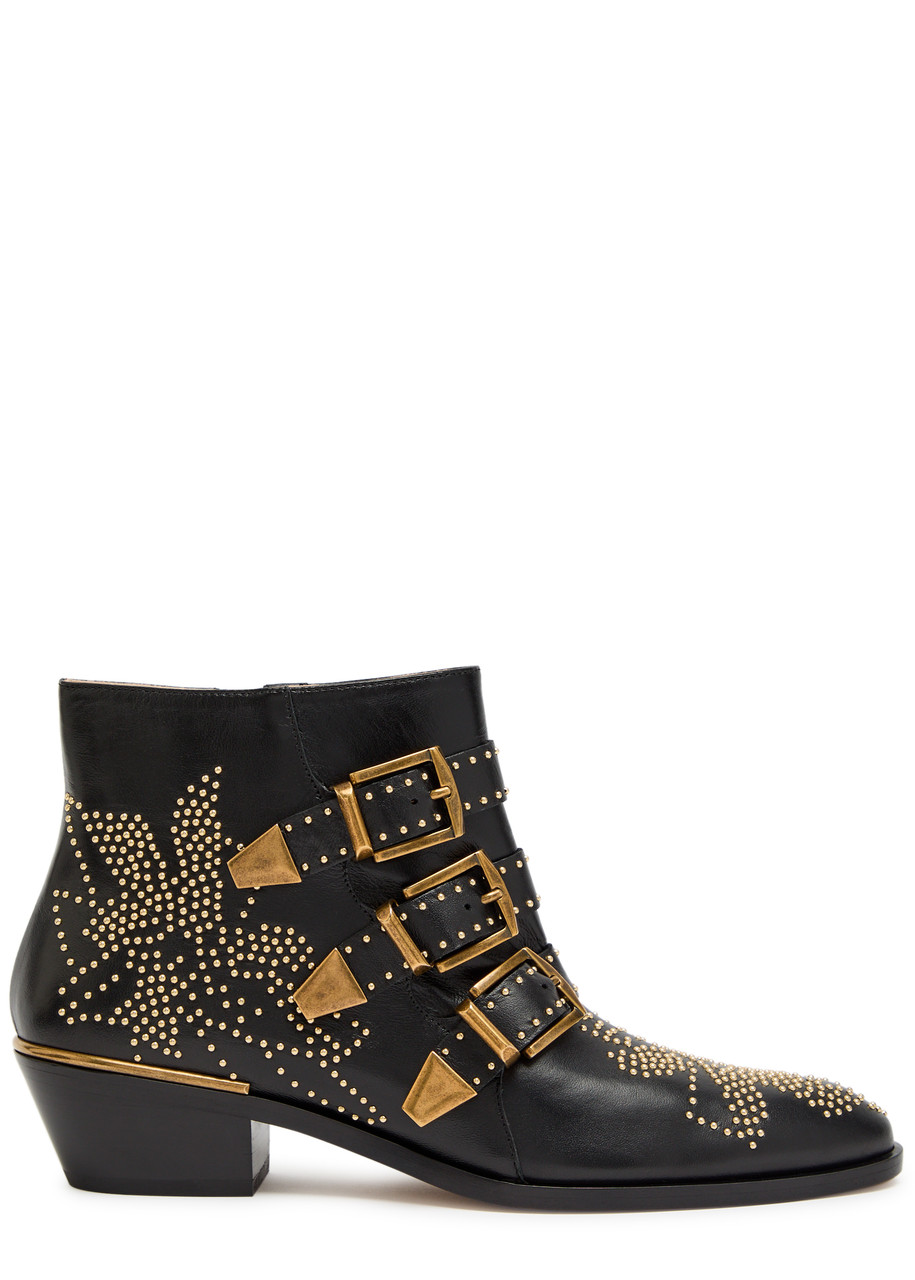 Chloe Susanna 40 Studded Nappa Leather Ankle Boots - Black - 39 (IT39 / UK6)
