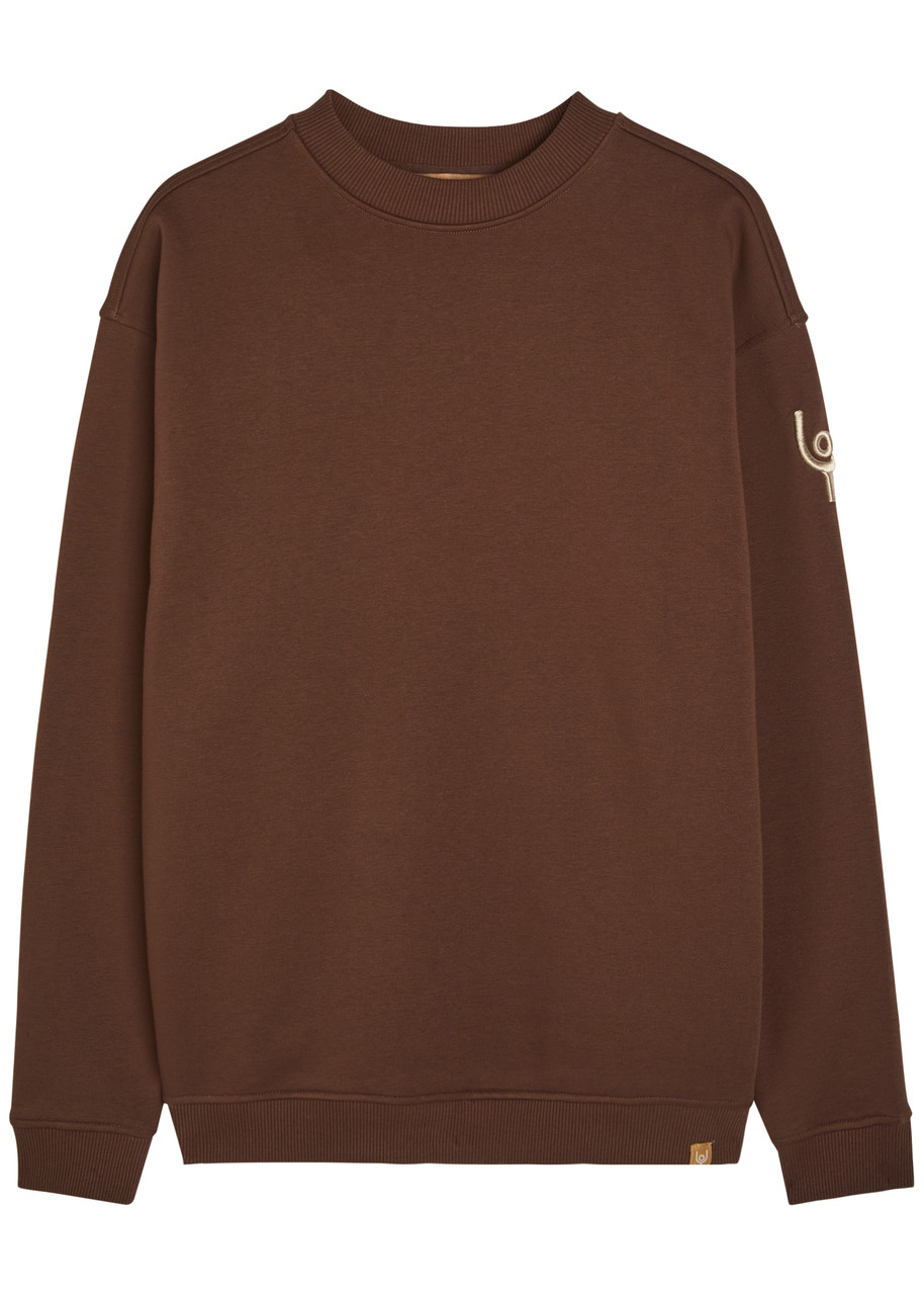 Now You Live Pleatling Logo-embroidered Cotton Sweatshirt - Brown - L