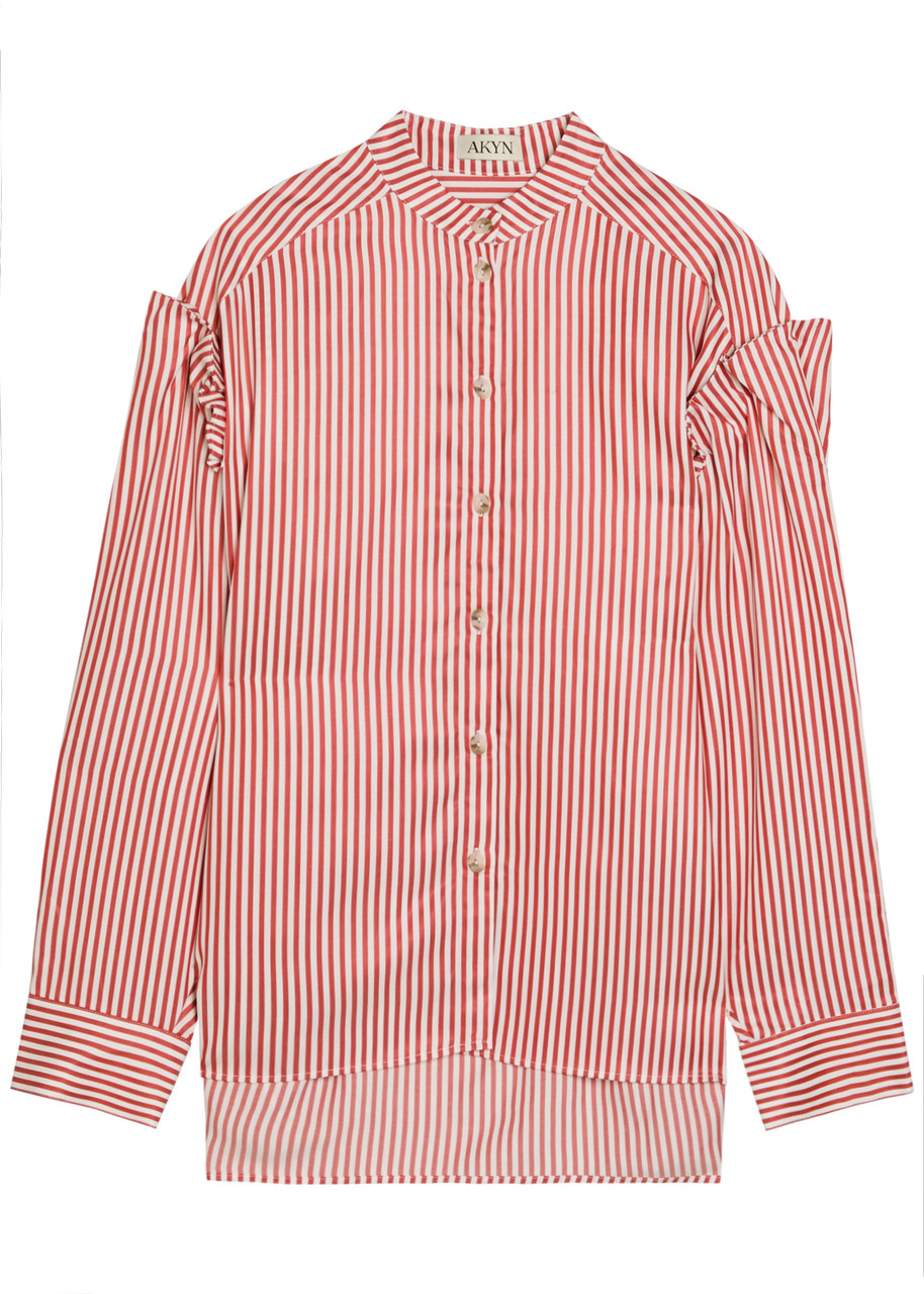 Akyn Kaia Striped Lyocell Shirt - Red - M (UK12 / M)