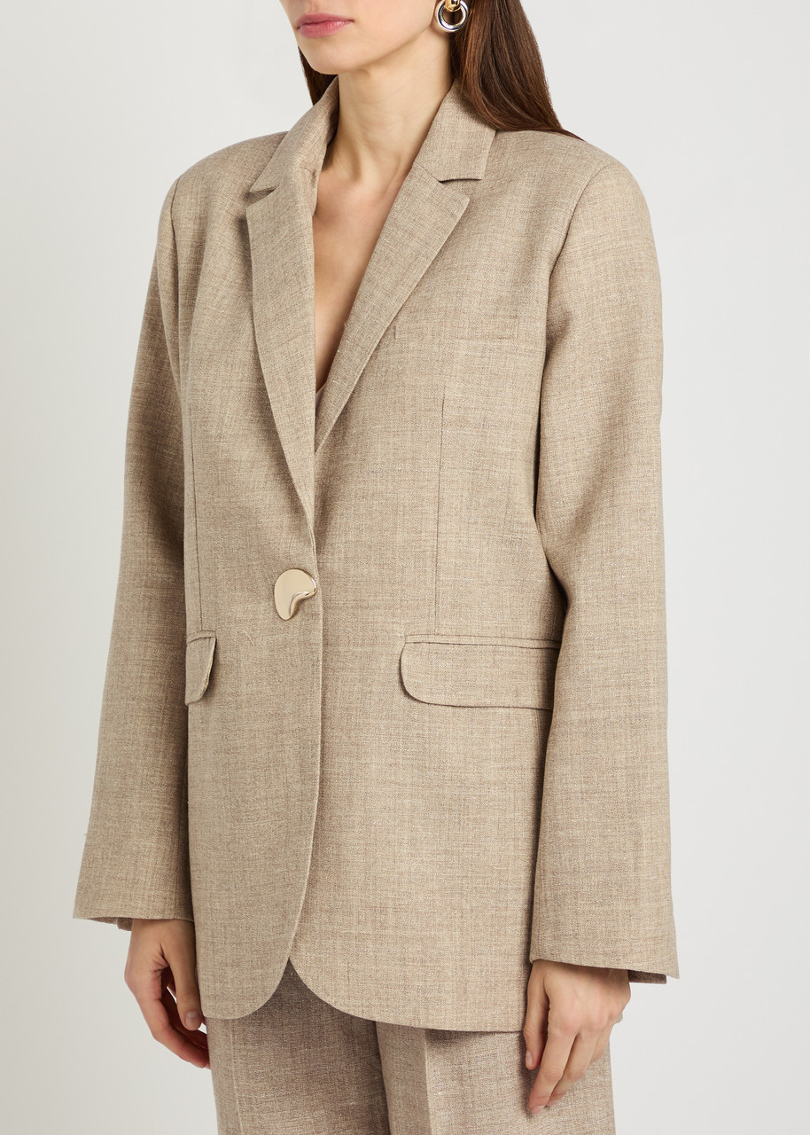  Akyn Noor Linen And Wool-blend Blazer - Grey - 10 (uk10 / S) 