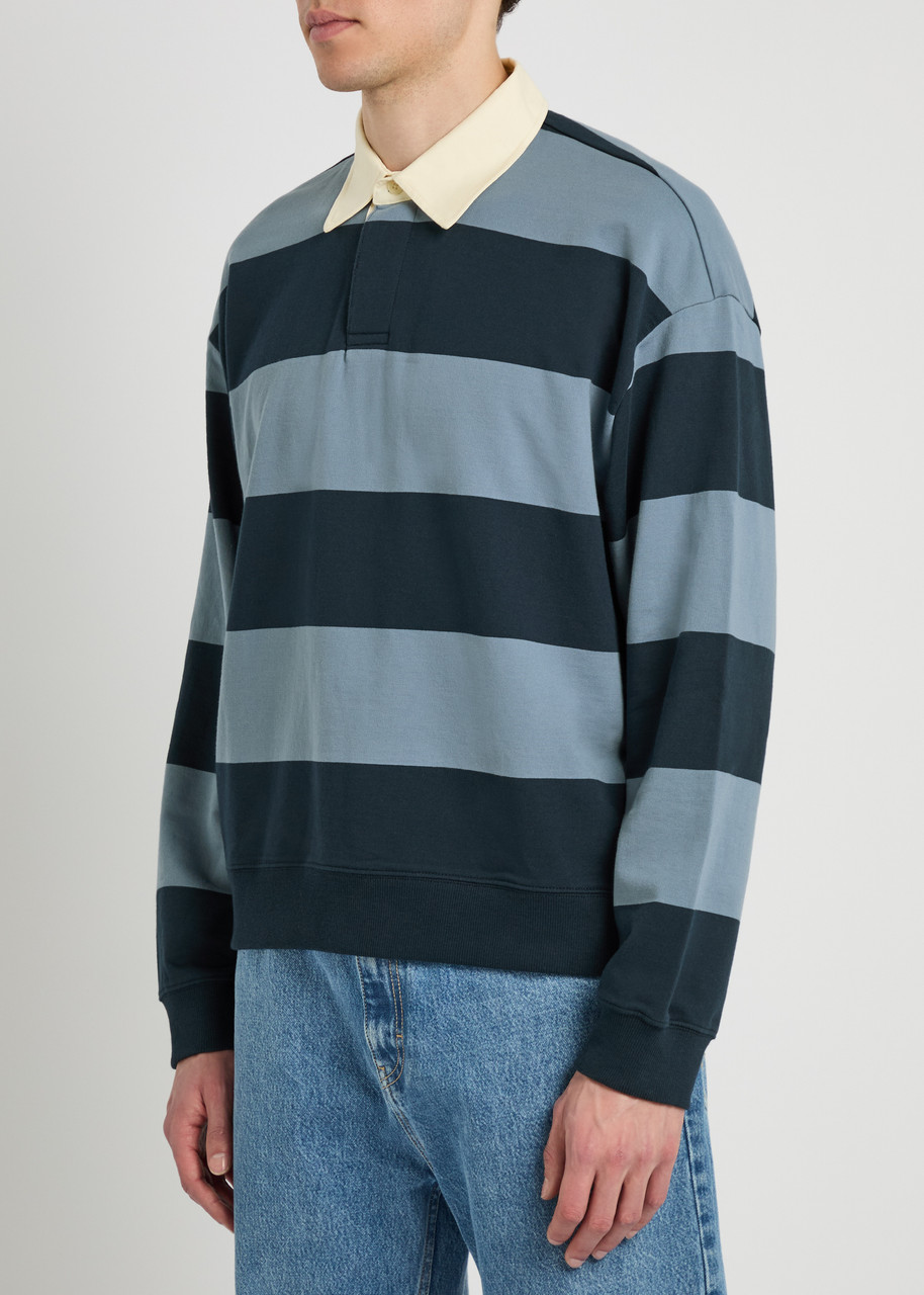  Nn07 David Striped Cotton Polo Sweatshirt - Navy - M 