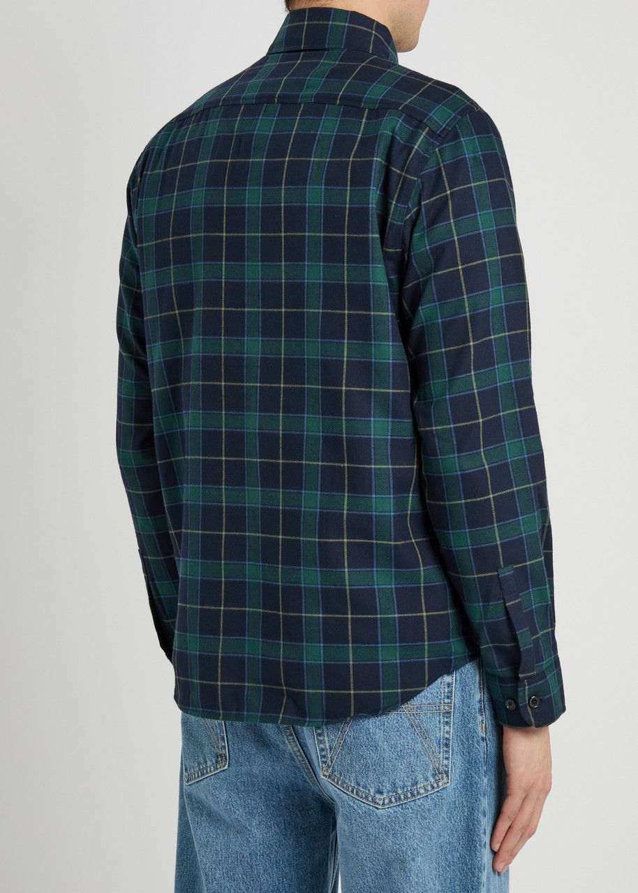  Les Deux Lennon Checked Cotton Overshirt - Navy - L 