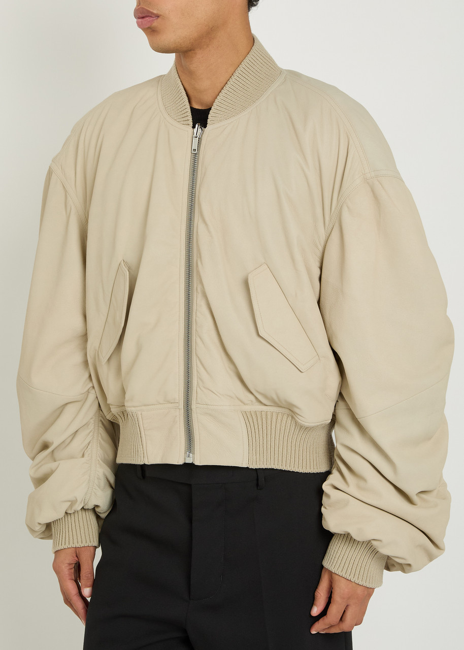  Rick Owens Secchia Reversible Leather Bomber Jacket - Sand - 48 (it48 / M) 
