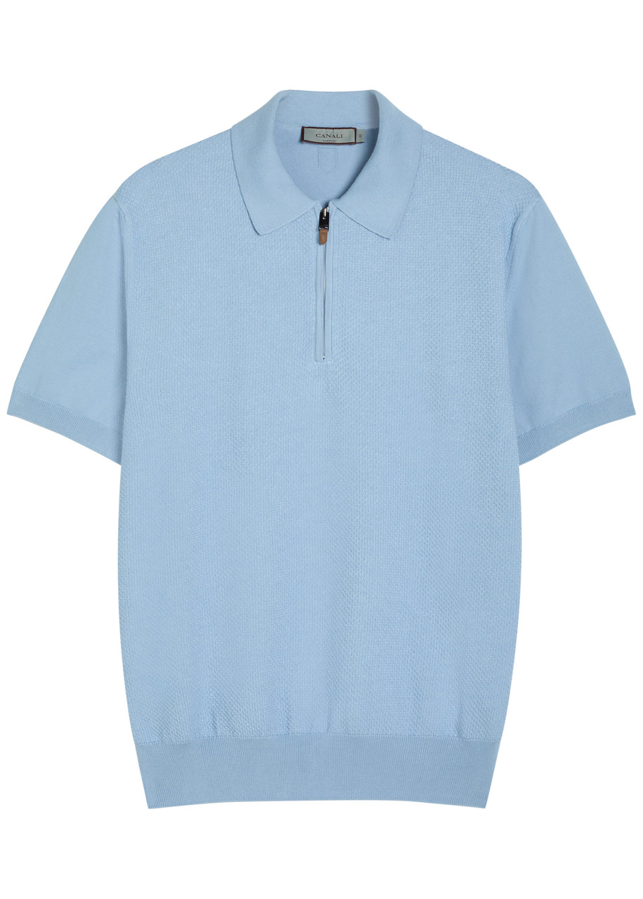 Canali Panelled Cotton Polo - Light Blue - 48 (IT48 / M)