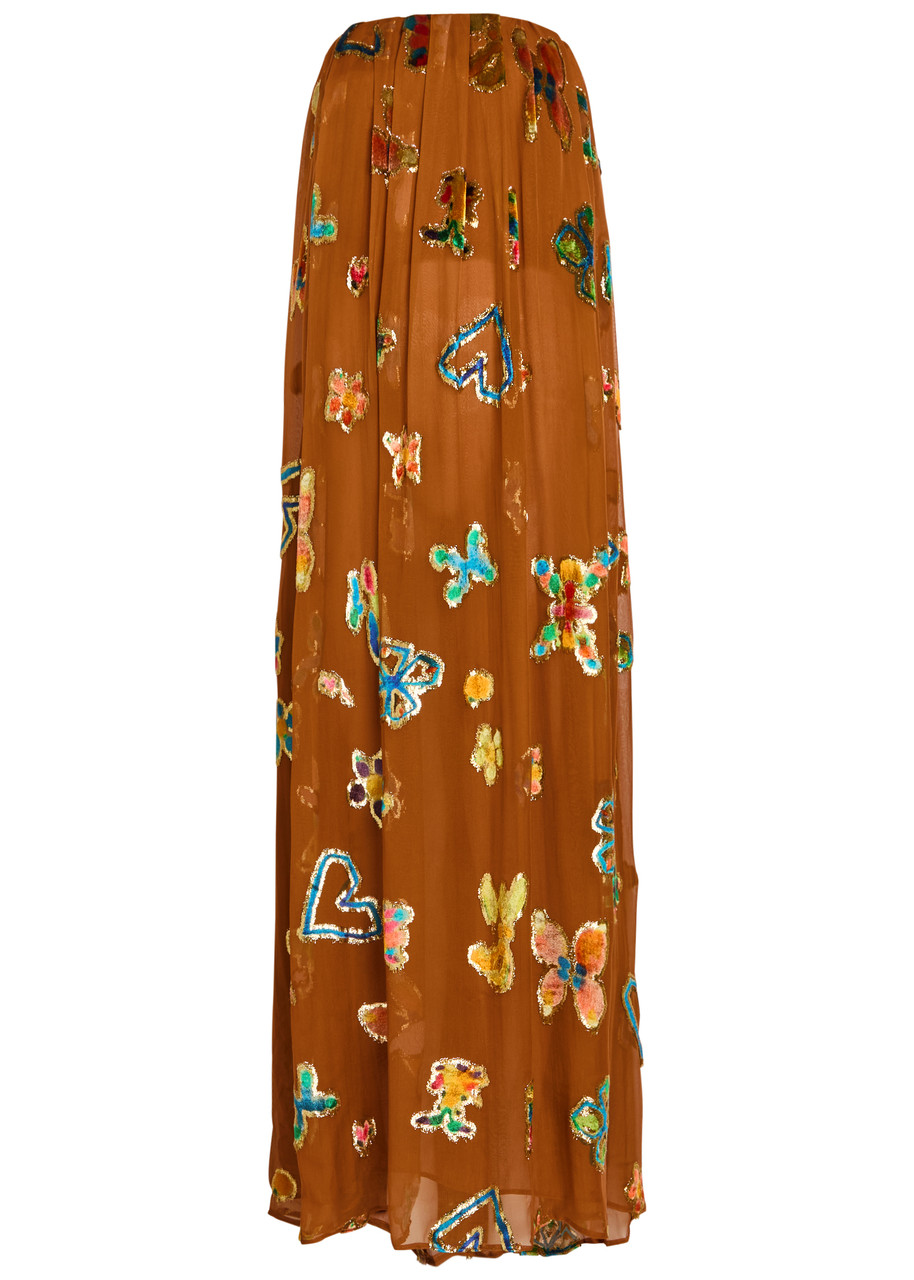 Alemais Devoré Silk-blend Maxi Dress - Bronze - 6 (UK6 / XS)