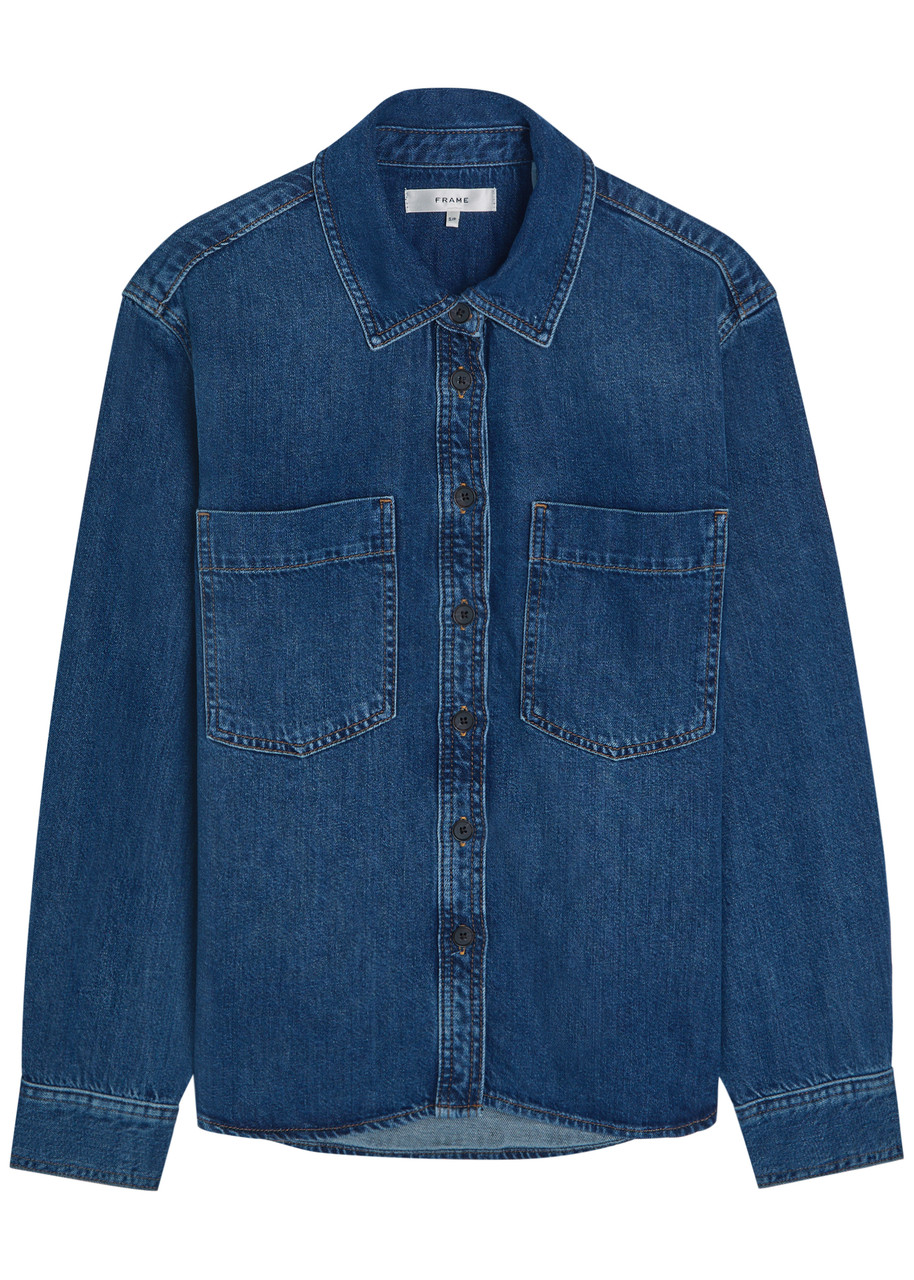Frame The Polished Denim Shirt - Blue - M (UK12 / M)