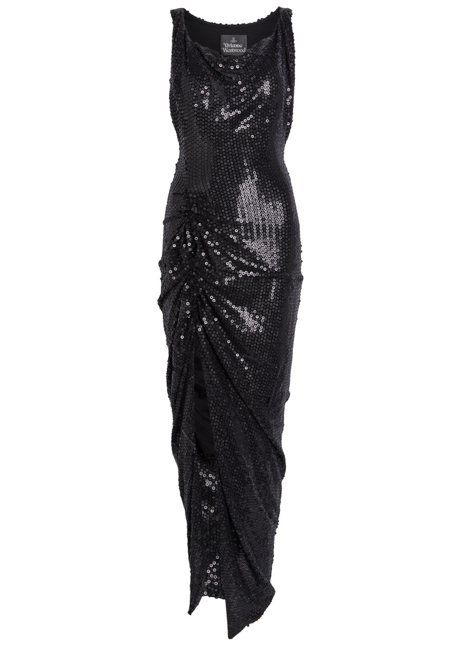 Vivienne Westwood Liz Side Panther Sequin-embellished Midi Dress - Black - 42 (UK10 / S)