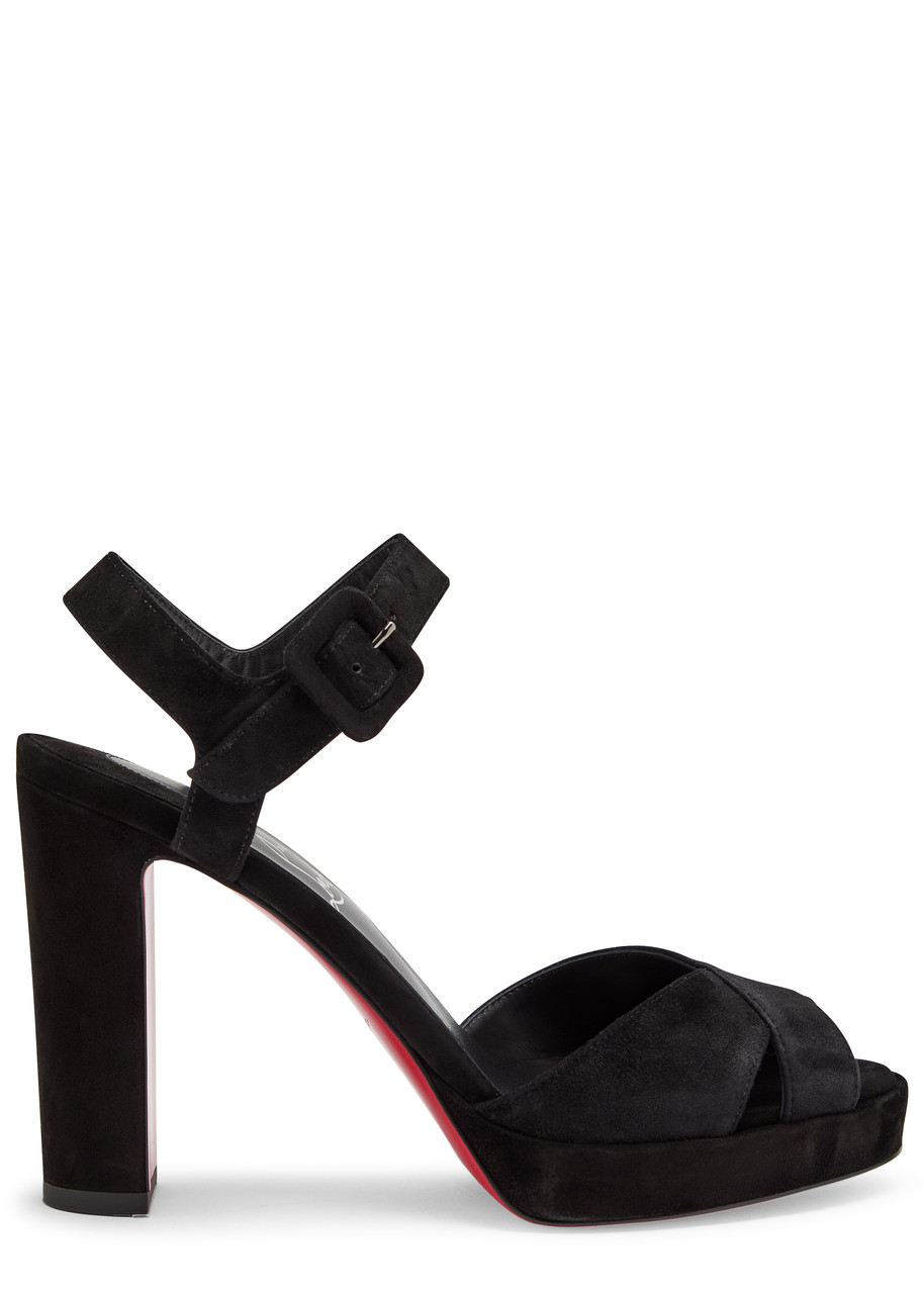 Christian Louboutin Cora 100 Suede Sandlas - Black - 36 (IT36 / UK3)