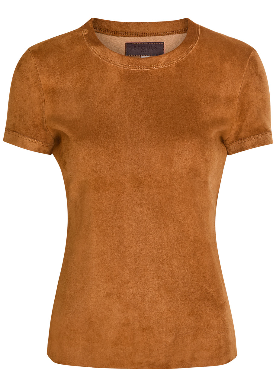 Stouls Stouls 05 Stretch-suede T-shirt – Tan – L (UK14 / L)