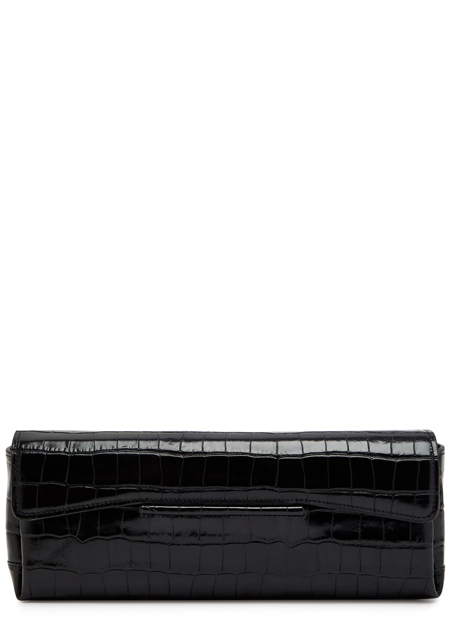Toteme Crocodile-effect Leather Clutch - Black - One Size