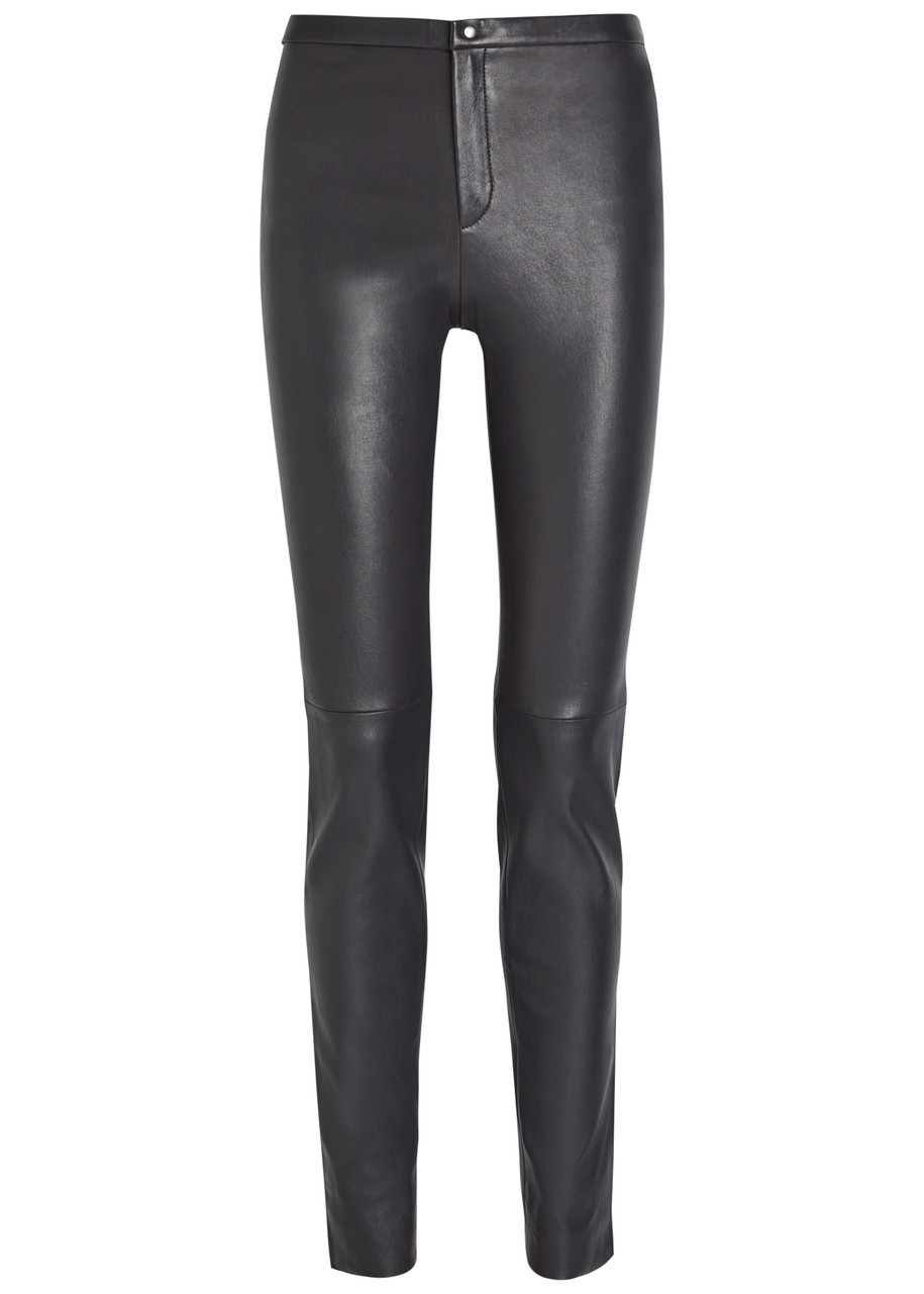 Stouls Newton Slim leg Leather Trousers - Dark Grey - L (UK14 / L)