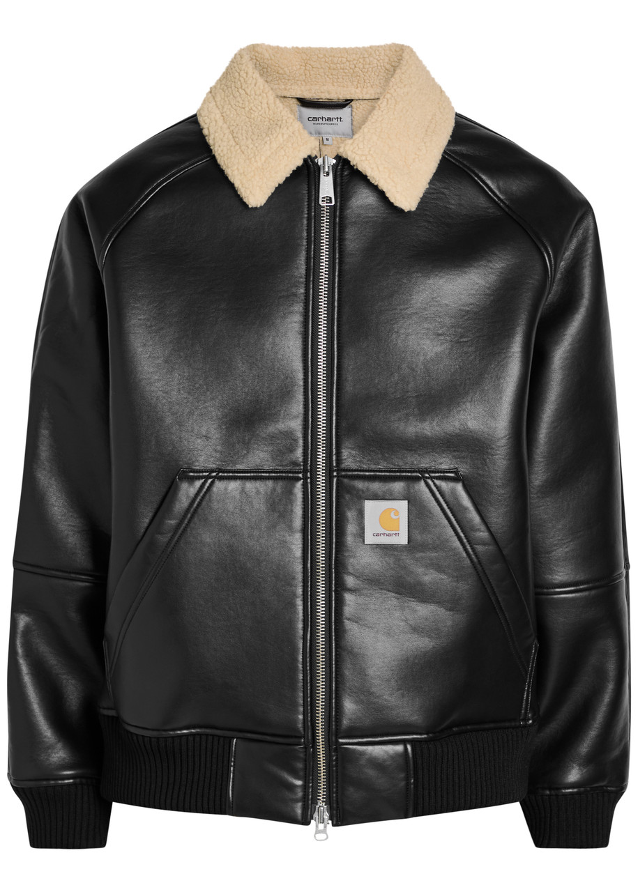 Carhartt Wip Shepton Faux Leather and Shearling Jacket - Black - XL