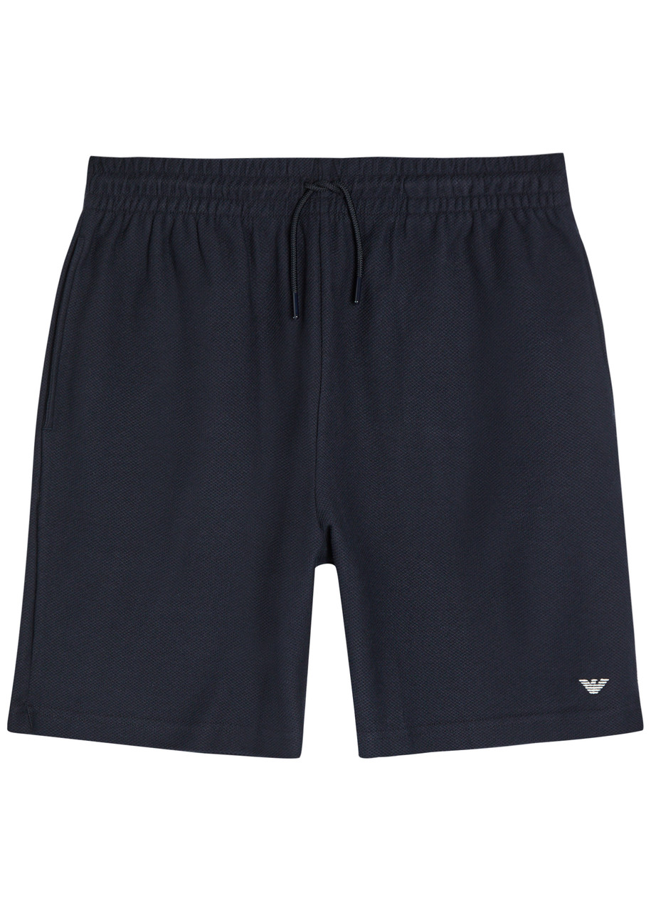 Emporio Armani Logo-embroidered Piqué Cotton Shorts - Navy - S