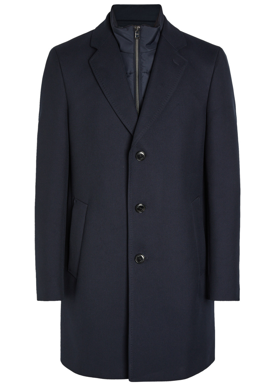 Boss Layered Cotton-blend Coat - Navy - 50 (UK40 / L)