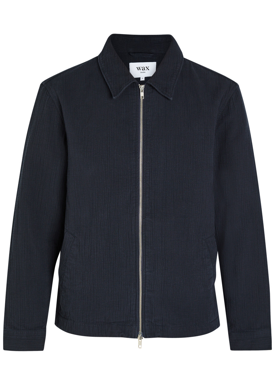 Wax London Eldon Crinkled Cotton and Linen-blend Jacket - Navy - L