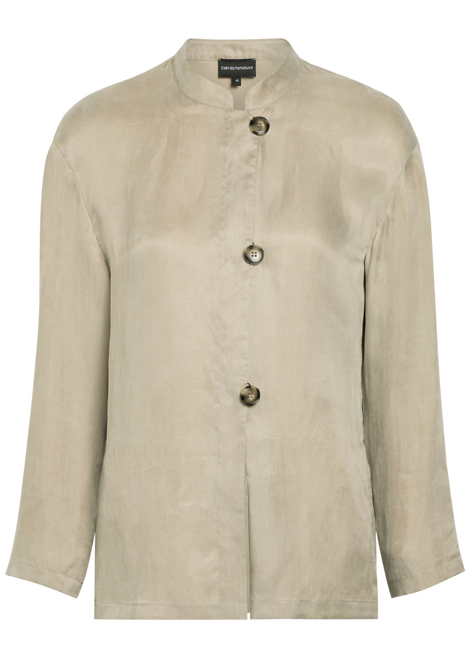 Emporio Armani Stand-collar Lyocell Shirt - Grey - 48 (UK16 / XL)