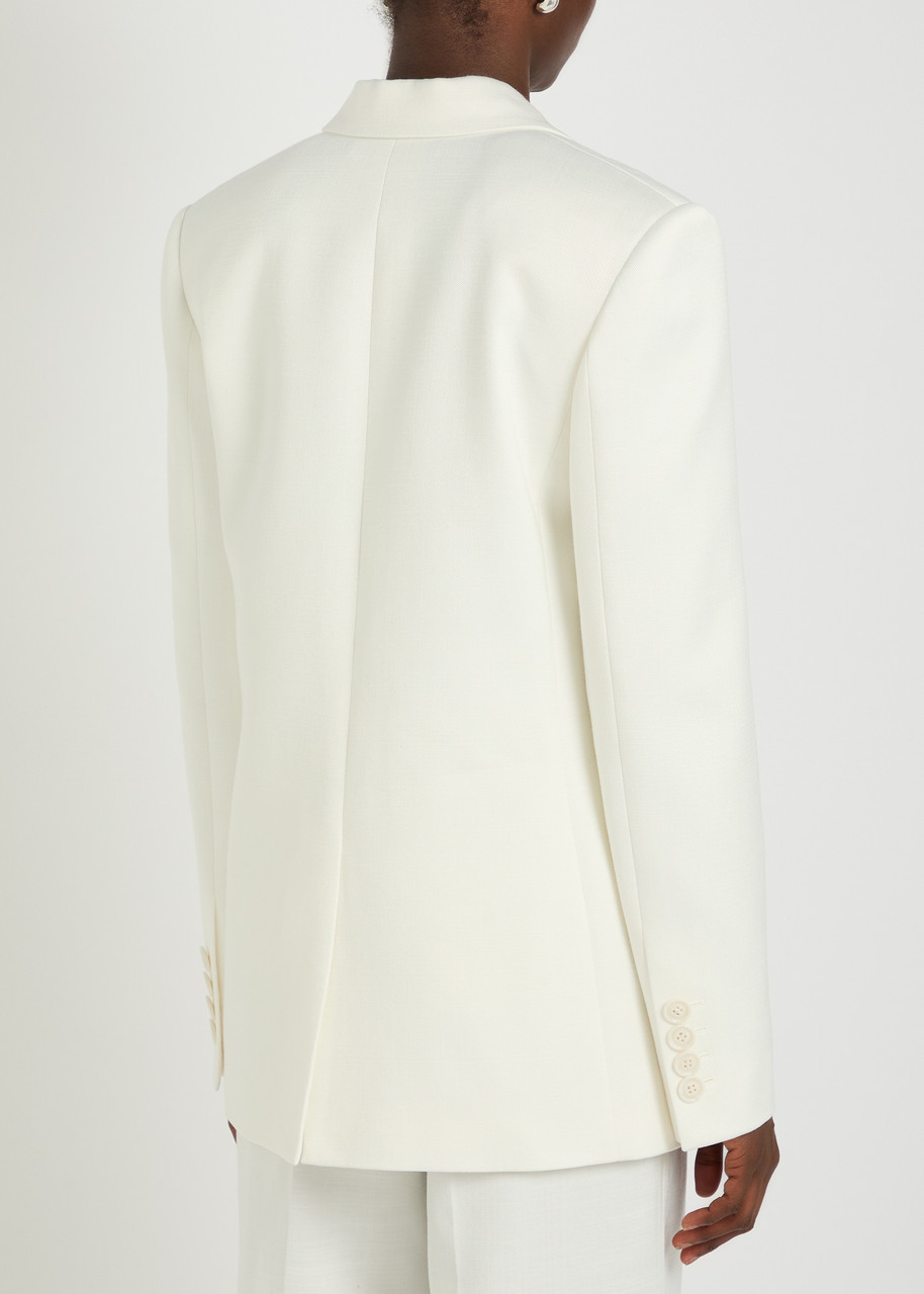  Another Tomorrow Oversized Twill Blazer - White - 44 (uk12 / M) 