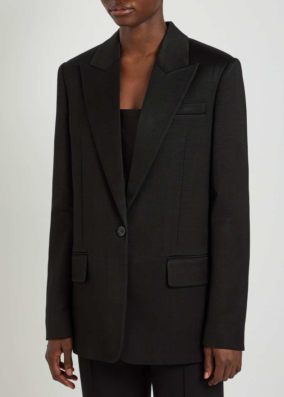  Another Tomorrow Oversized Twill Blazer - Black - 42 (uk10 / S) 