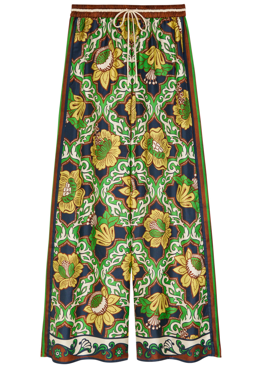Alemais Liana Printed Wide-leg Silk Trousers In Multi
