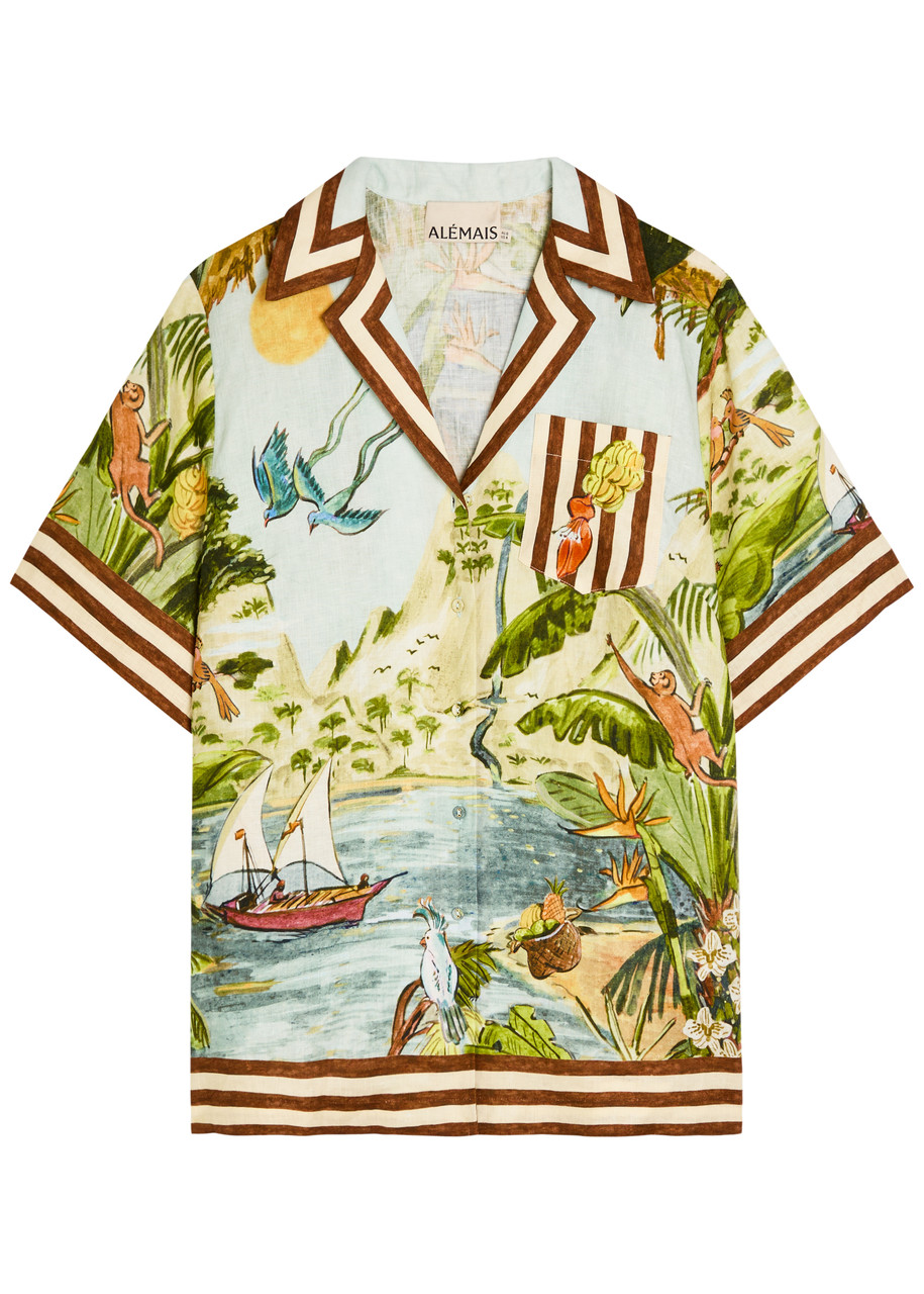 Alemais Toucan Tanga Printed Linen Shirt - Multicoloured - 10 (UK10 / S)