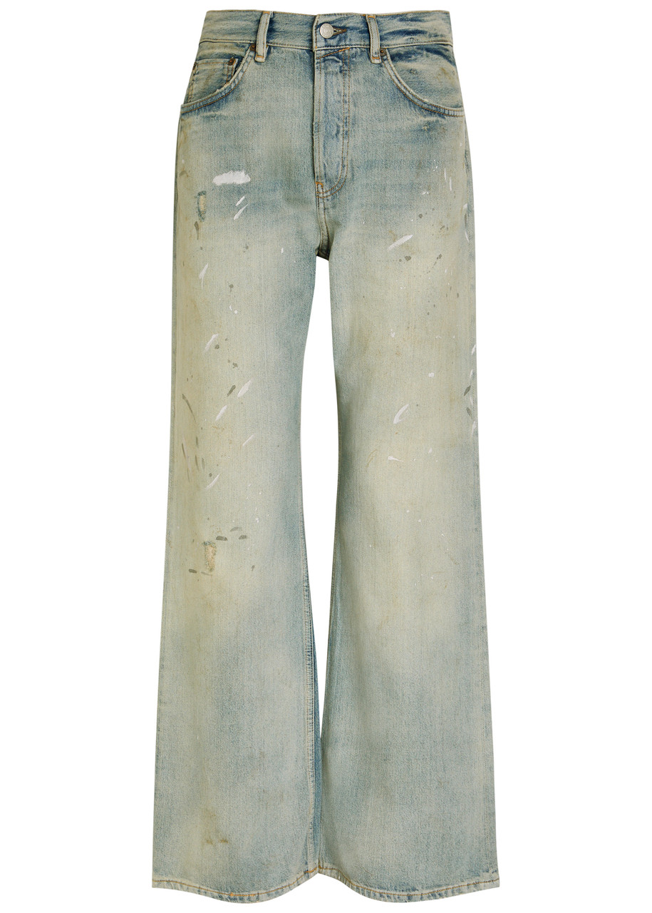 Acne Studios 2021F Paint-splatter Wide-leg Jeans - Light Blue - 26 (W26 / UK8 / S)