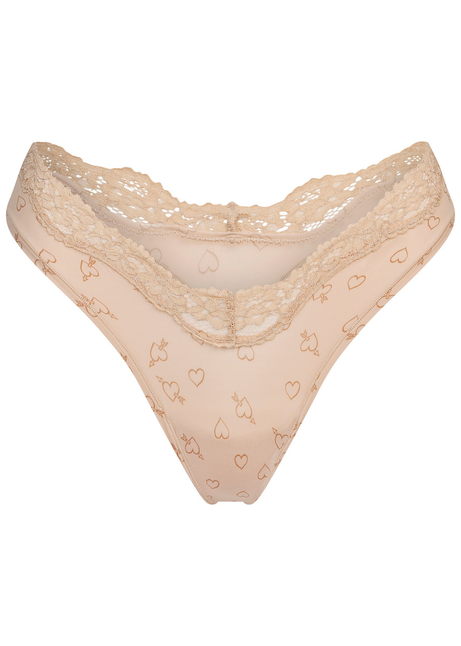 Skims Printed Stretch-jersey Thong - Multicoloured - S (UK8-10)