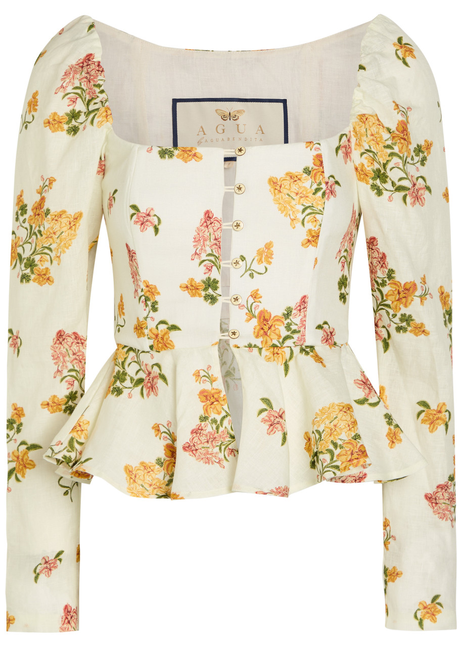 Agua BY Agua Bendita Bromelia Floral-print Linen top - Multicoloured - L (UK12)
