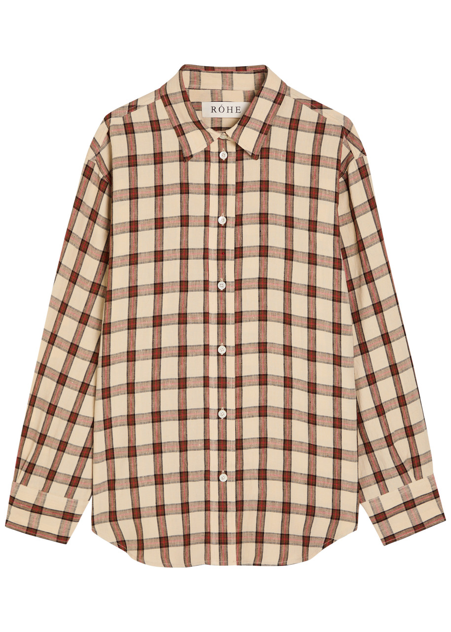 Rohe Oversized Checked Linen Shirt - Red - 34 (UK6 / XS)