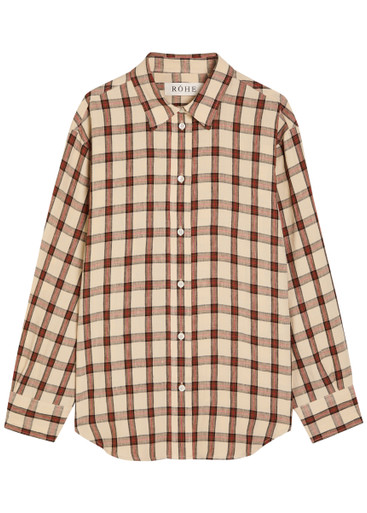 ROHE Oversized checked linen shirt | Harvey Nichols