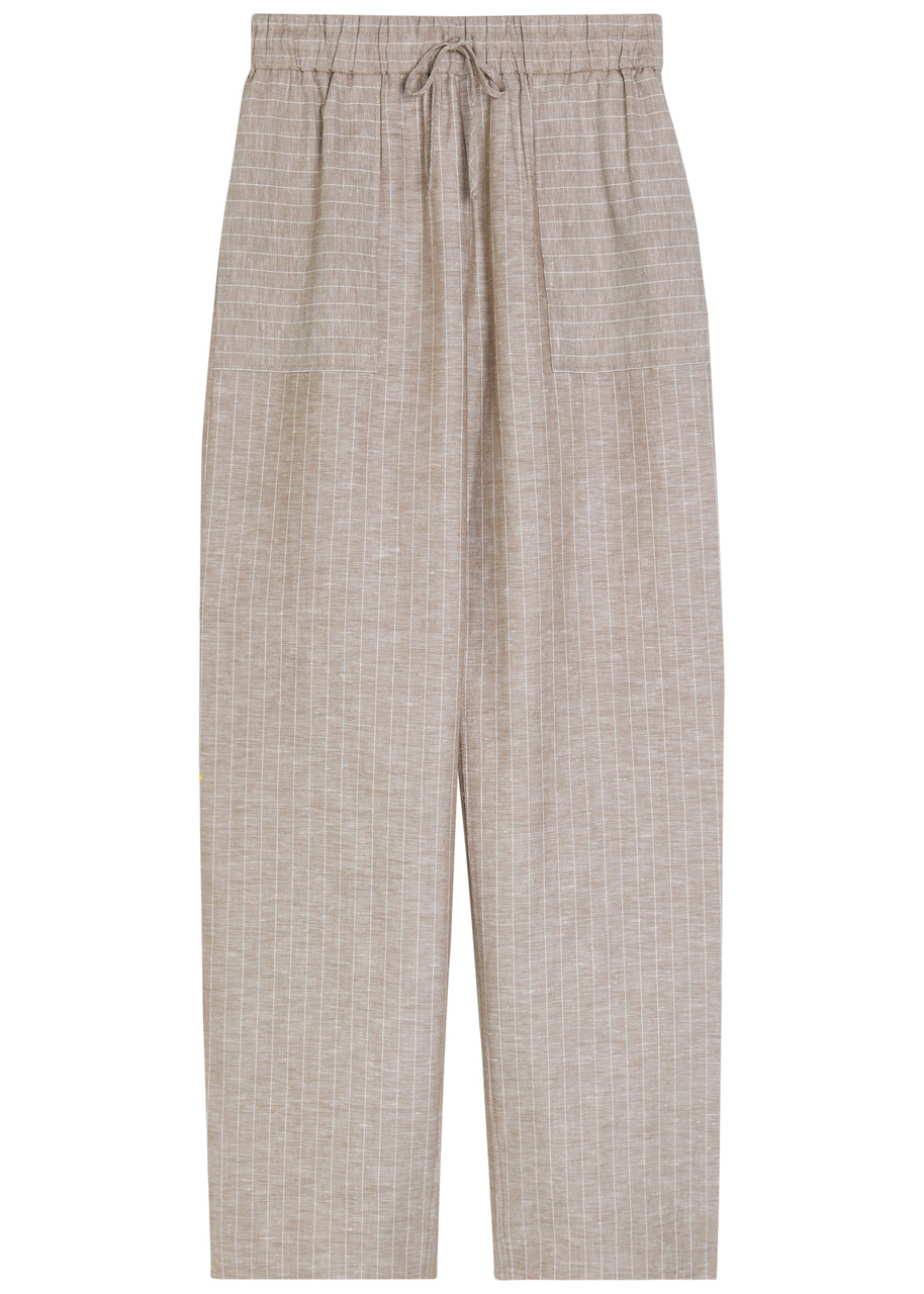 MM Fauna Striped Straight-leg Linen-blend Trousers - Grey - 8 (UK8 / S)