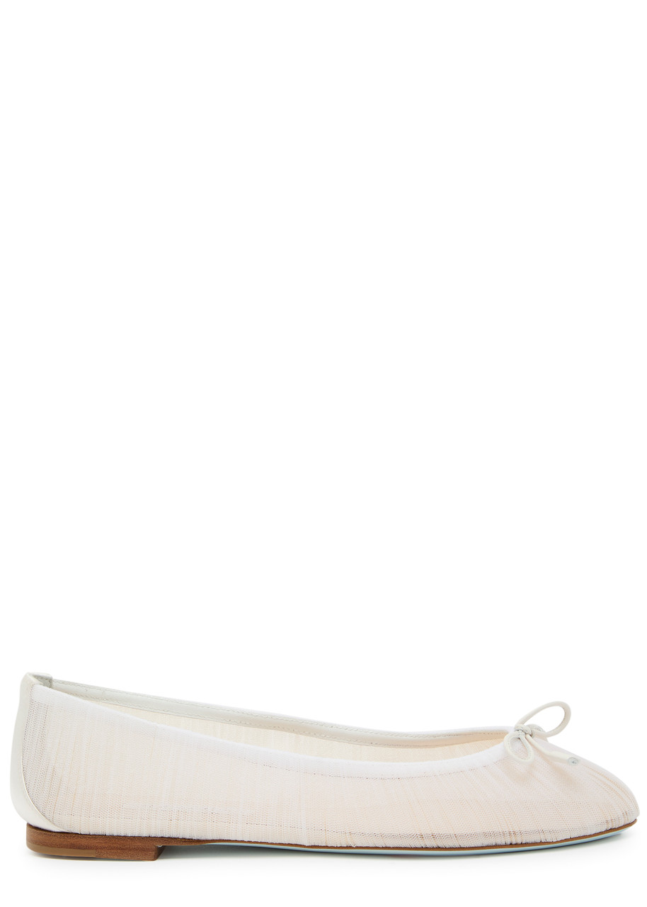 Aquazzura Voile Mesh and Satin Ballet Flats - White - 38 (IT38 / UK5)