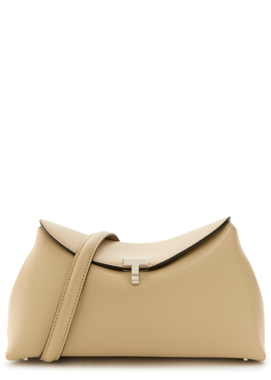 Toteme T-lock Leather Clutch - Cream - One Size