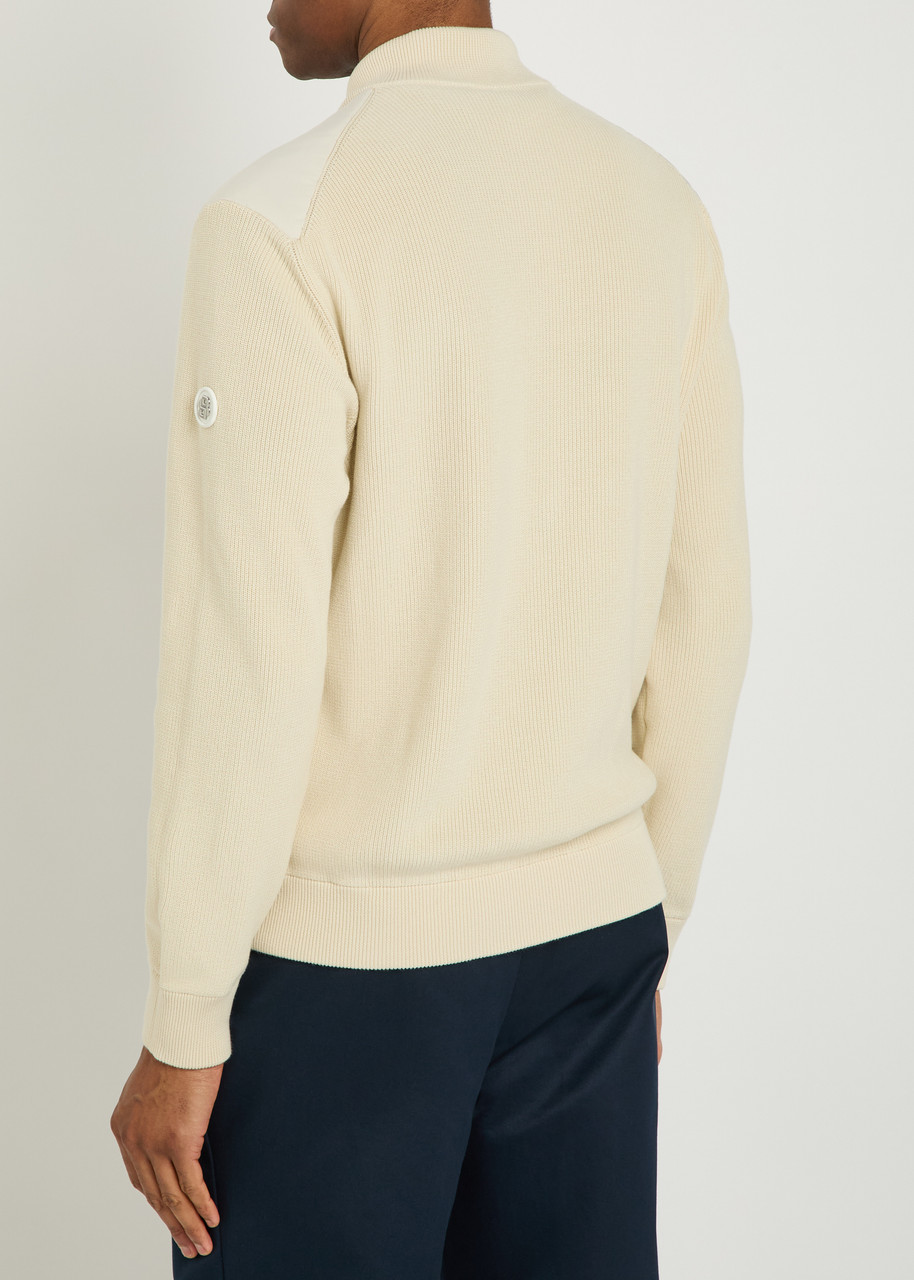  Boss Quilted Knit Cotton And Shell Jacket - Beige - L 